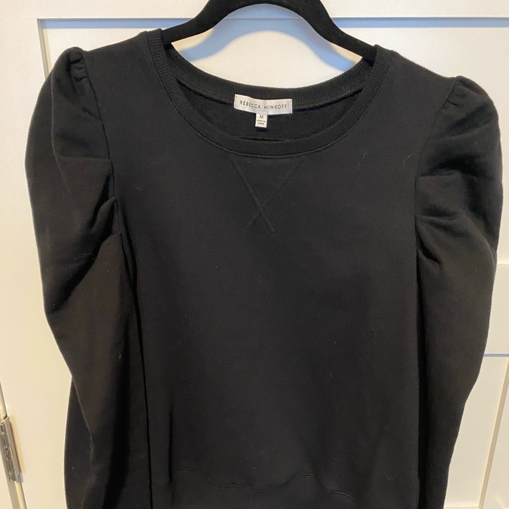 Rebecca Minkoff  black puff sleeve sweatshirt size medium.